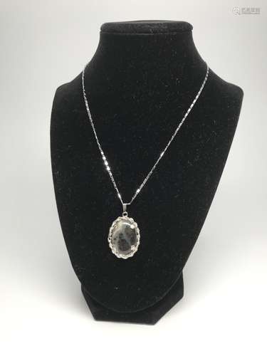 Platinum Necklace Mounted Crystal