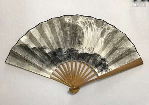 Chinese water color painting on a fan. Fu, Baoshi