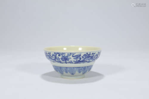 Chinese blue and white porcelain bowls.