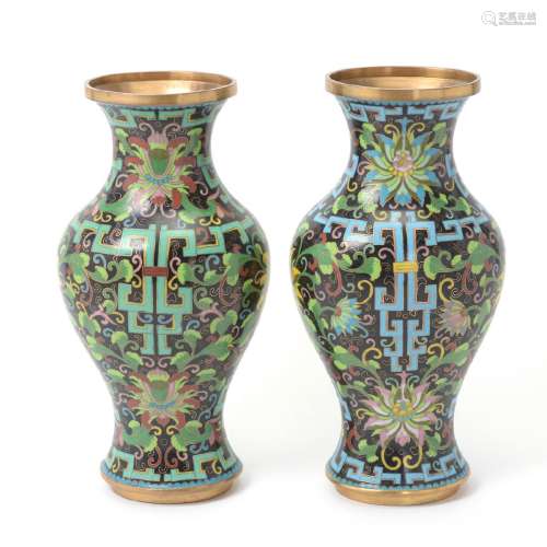 Pair of Cloisonne Enamel Vases, Republic Period