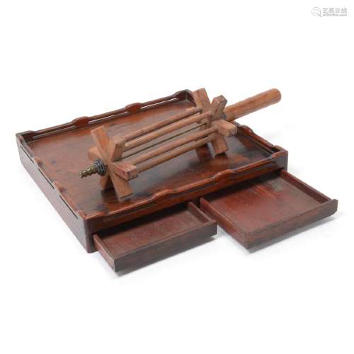 Huanghuali Spindle and Rosewood Tray