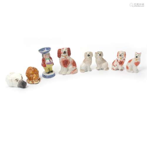 Staffordshire Spaniels, Cat, Toby Figural Candlestand,