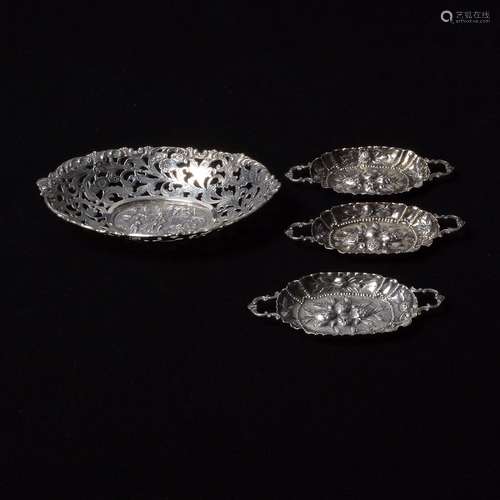 Lot of German 800 Standard Silver Dish and Three Small