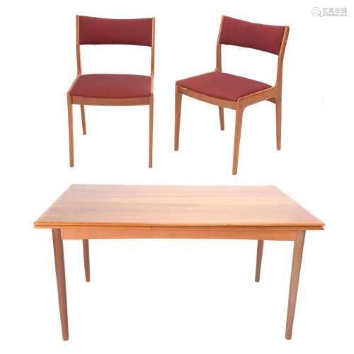 Modern Danish Teak Extension Dining Table and Six