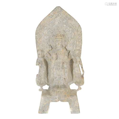 Grey Limestone Stele of a Buddhist Group
