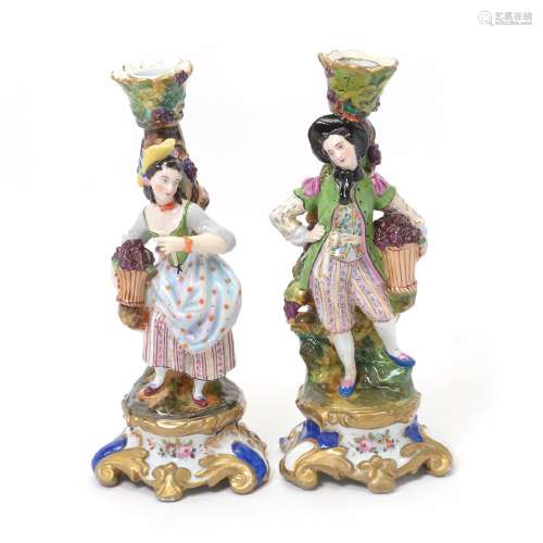 Pair Paris Porcelain Figural Candlestands n the Form of