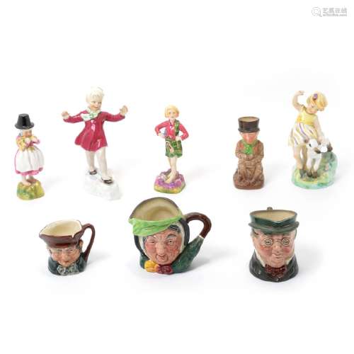 English Toby Group: Four Toby Mugs, Four Figures of