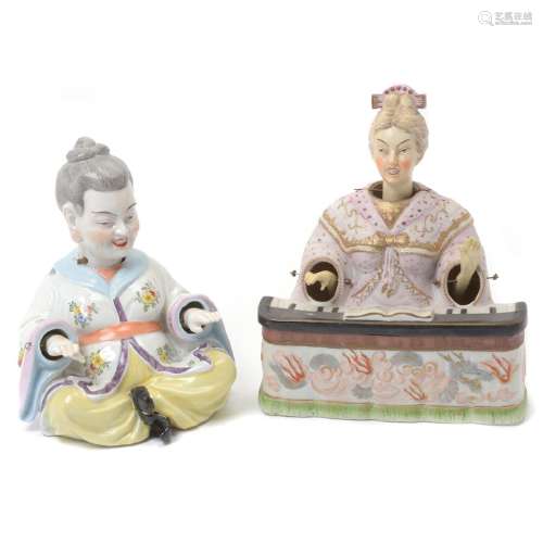 Two Associated Porcelain Nodder Figurines in Chinoserie