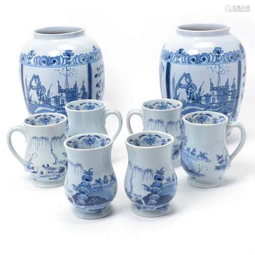 Pair of Dutch Delft Vases, Made for Colonial