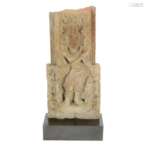 Indian Red Sandstone Figure of Vishnu, 11th/12th C.