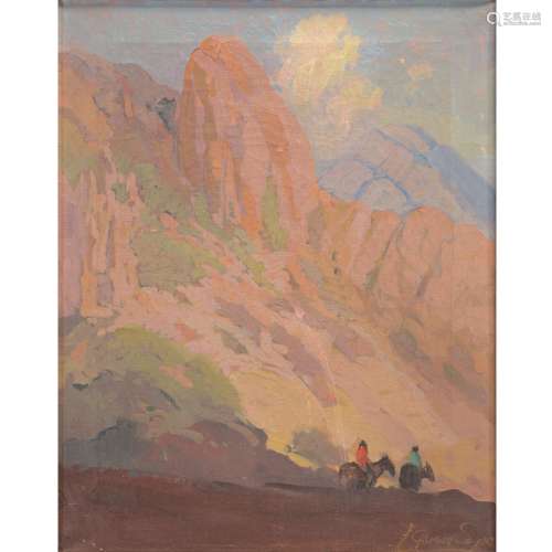 F. Grayson Sayre "Mountain with Riders" oil on canvas