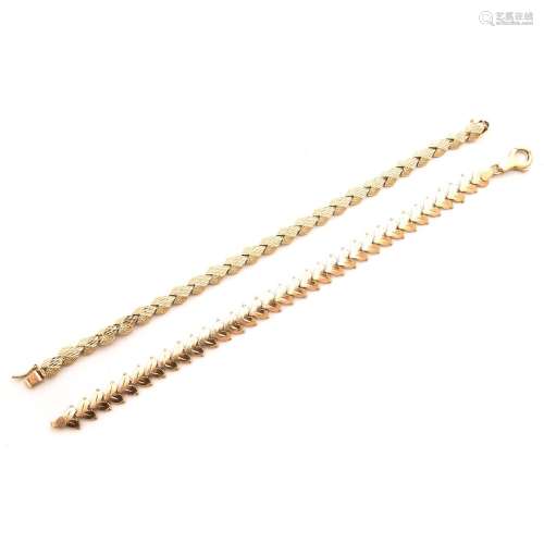 Collection of Two 14k Yellow Gold Bracelets.