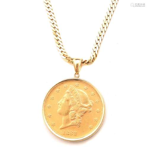 Lady Liberty Gold Coin, 14k Yellow Gold Necklace