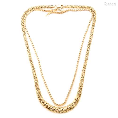 Collection of Two 14k Yellow Gold Neck Chains.