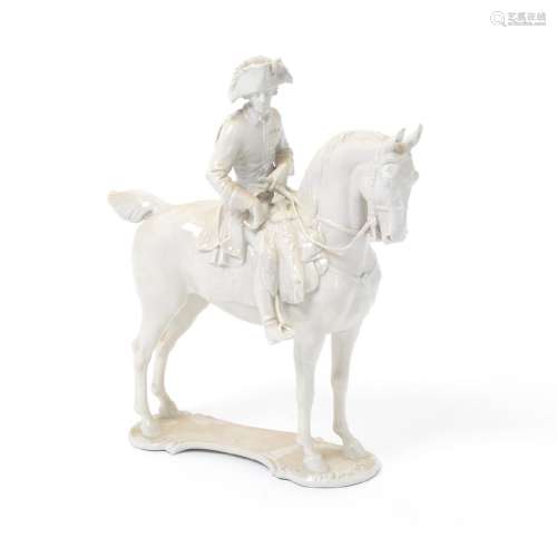 German Blanc de Chine Porcelain Equestrian Figure of An