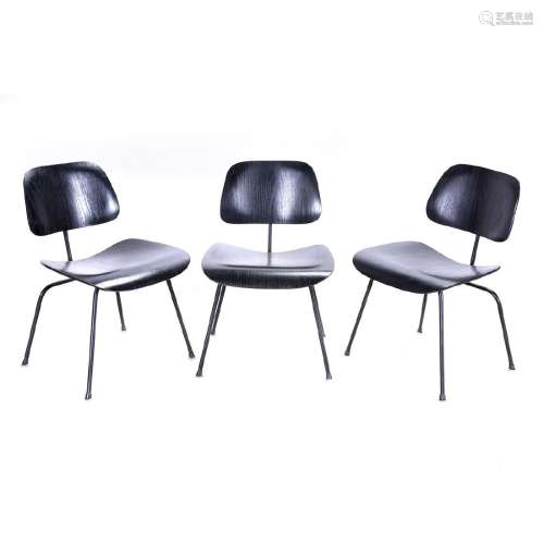 Three Herman Miller for Eames LCM Black Stained