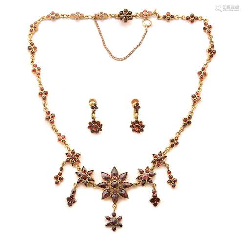 Victorian Garnet, Gilt-Metal Jewelry Suite