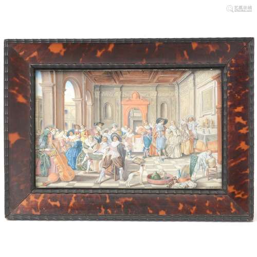 A Good Continental Miniature Watercolor Painting of A