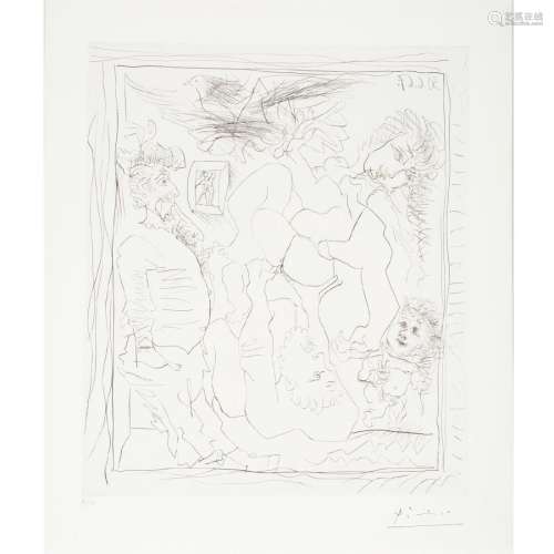 Pablo Picasso "Vieil Homme Devant...Amoureux" etching