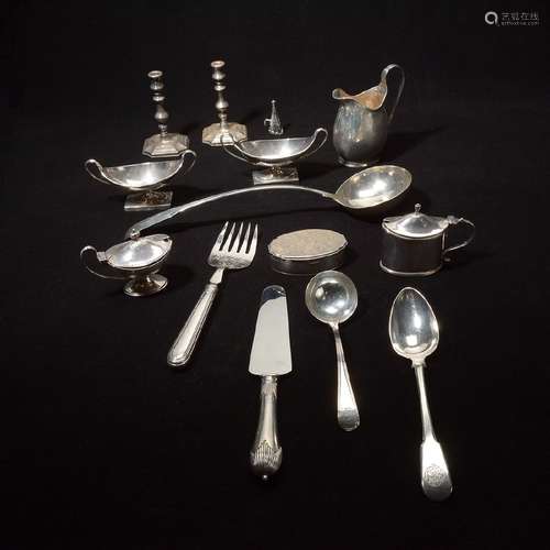 Group of English Sterling and Silverplate Items