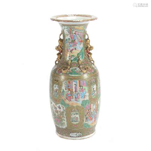Very Large Canton Famille Rose Vase, First Half 19th