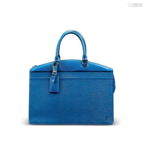 路易威登（LV）复古靛蓝色精典epi皮革梯形都市时尚大号手袋474
