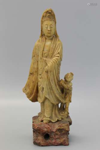 Chinese carved soapstone Guanyin.