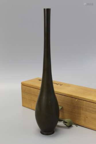 Japanese bronze long neck flower vase.