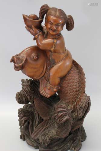 Chinese carved hardwood statue.