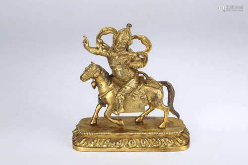 Chinese gilt bronze figure of a protector