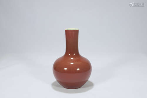 Chinese red glaze porcelain vase.
