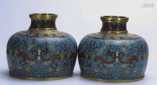 Pair of Chinese cloisonne water coupes.