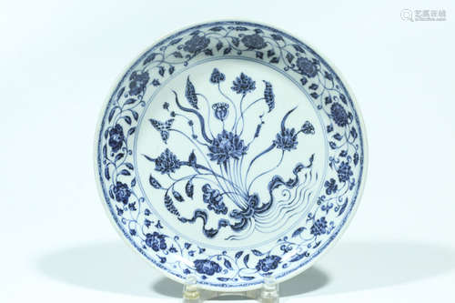 Chinese blue and white porcelain plate.