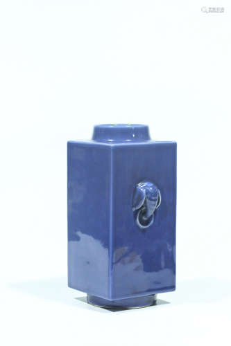 Chinese powder blue porcelain Cong vase.
