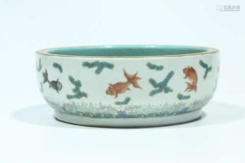 Chinese famille rose porcelain fish bowl.