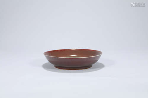 Chinese red glaze porcelain plate.