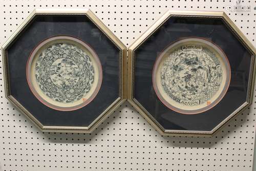 Pair of print of Chinese blue and white porcelain