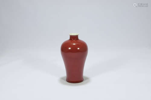 Chinese red glaze porcelain meiping vase.