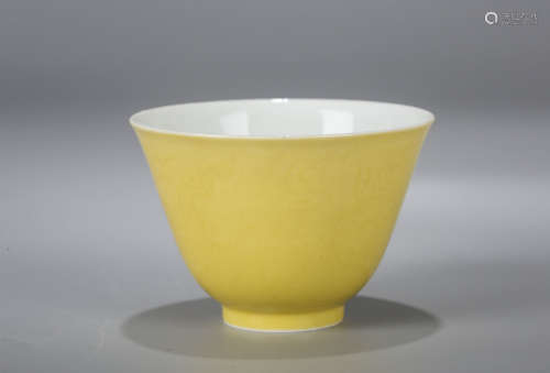 Chinese yellow glaze porcelain cup.