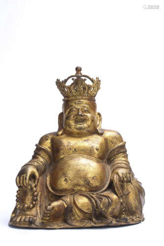 Chinese gilt bronze figure of Laughing Buddha.