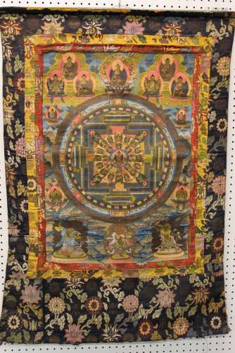 Tibetan thangka on silk.