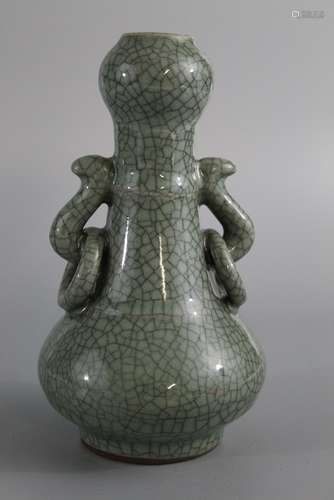 Chinese celadon crackle glaze porcelain vase.