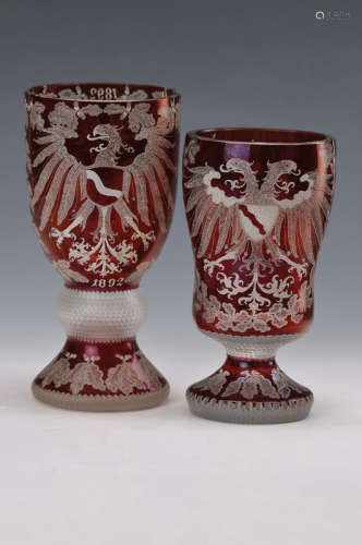 two glass goblets
