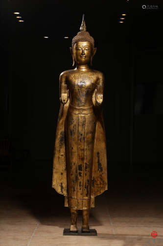 高162公分泰国宫廷铜鎏金释迦牟尼立佛