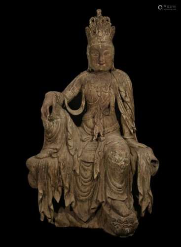 A WOODEN FIGUR OF GUANYIN