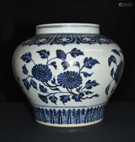 A BLUE AND WHITE JAR