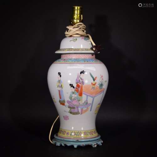 A FAMILLE ROSE JAR LAMP