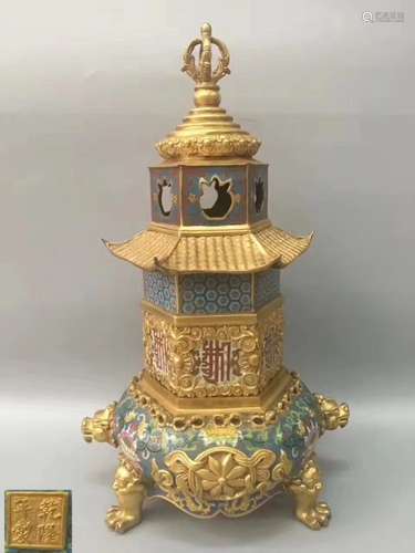 A CLOISONNE TRIPOD CENSER