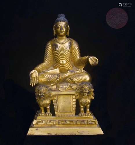 A GILT BRONZE FIGURE OF BUDDHA