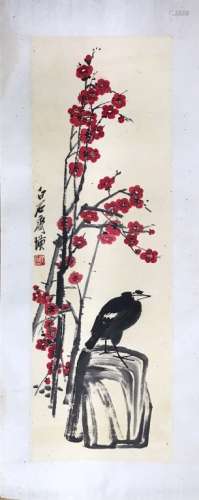 A CHINESE PAINTING OF A BIRD
